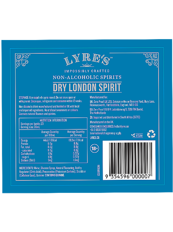 LYRE'S DRY LONDON SPIRIT (BOISSON SANS ALCOOL)